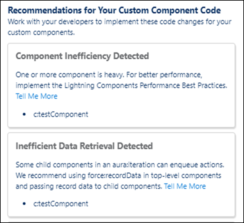 Recommendations for Your Custom Component Code card