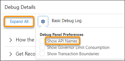Show API Names in Flow Debugger