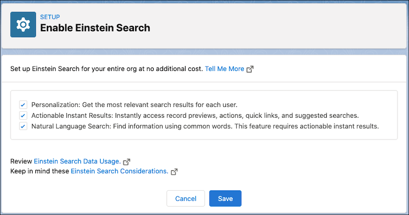 with Einstein Search enabled