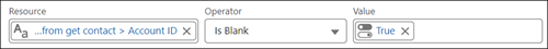 A condition in a flow element that's configured with the Is Blank operator