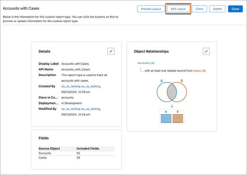 Selecting Edit Layout button in the summary page